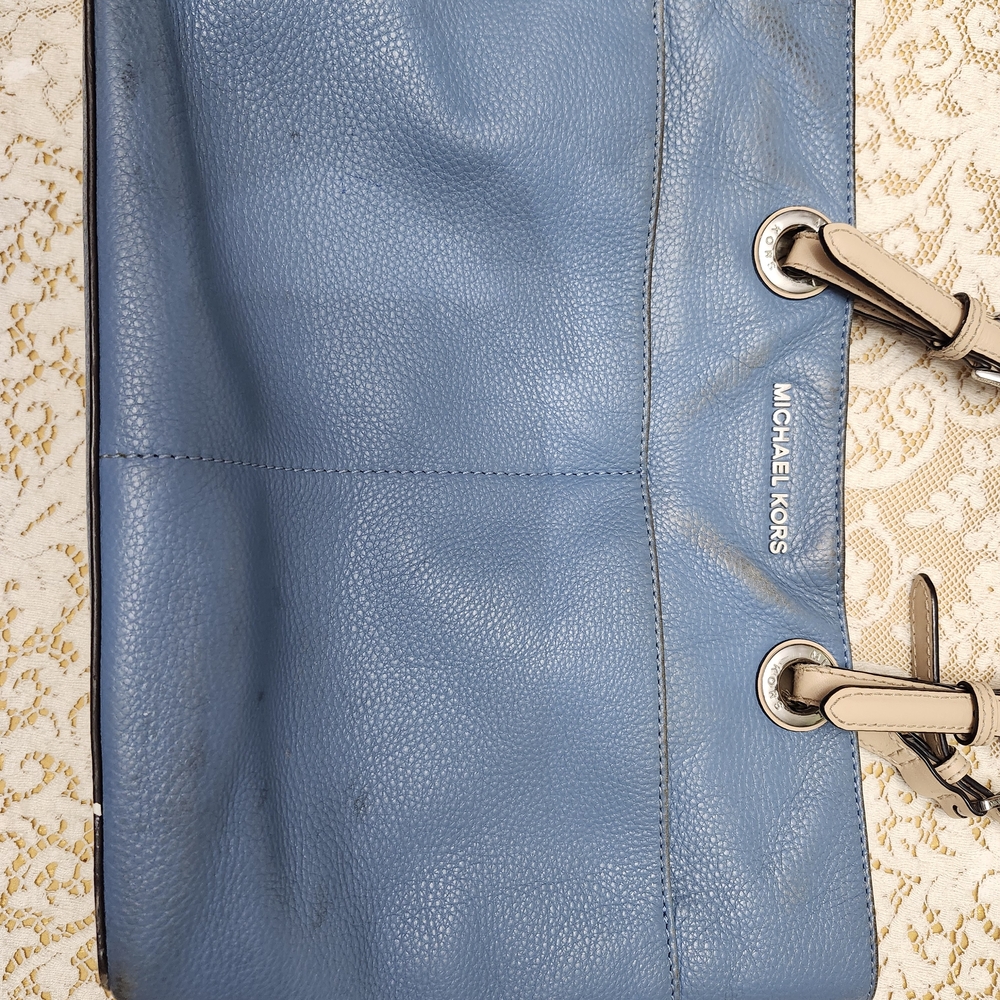 Michael Kors Blue Leather Tote Bag